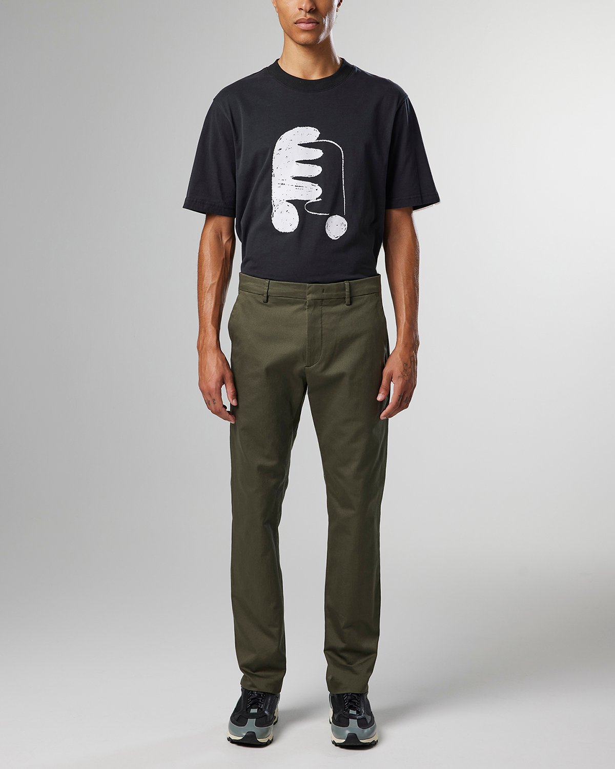 NN07 Theo Regular Fit Army Green Chino 1420