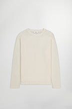 NN07 Clive Waffle Knit Long Sleeve Egg White 3323