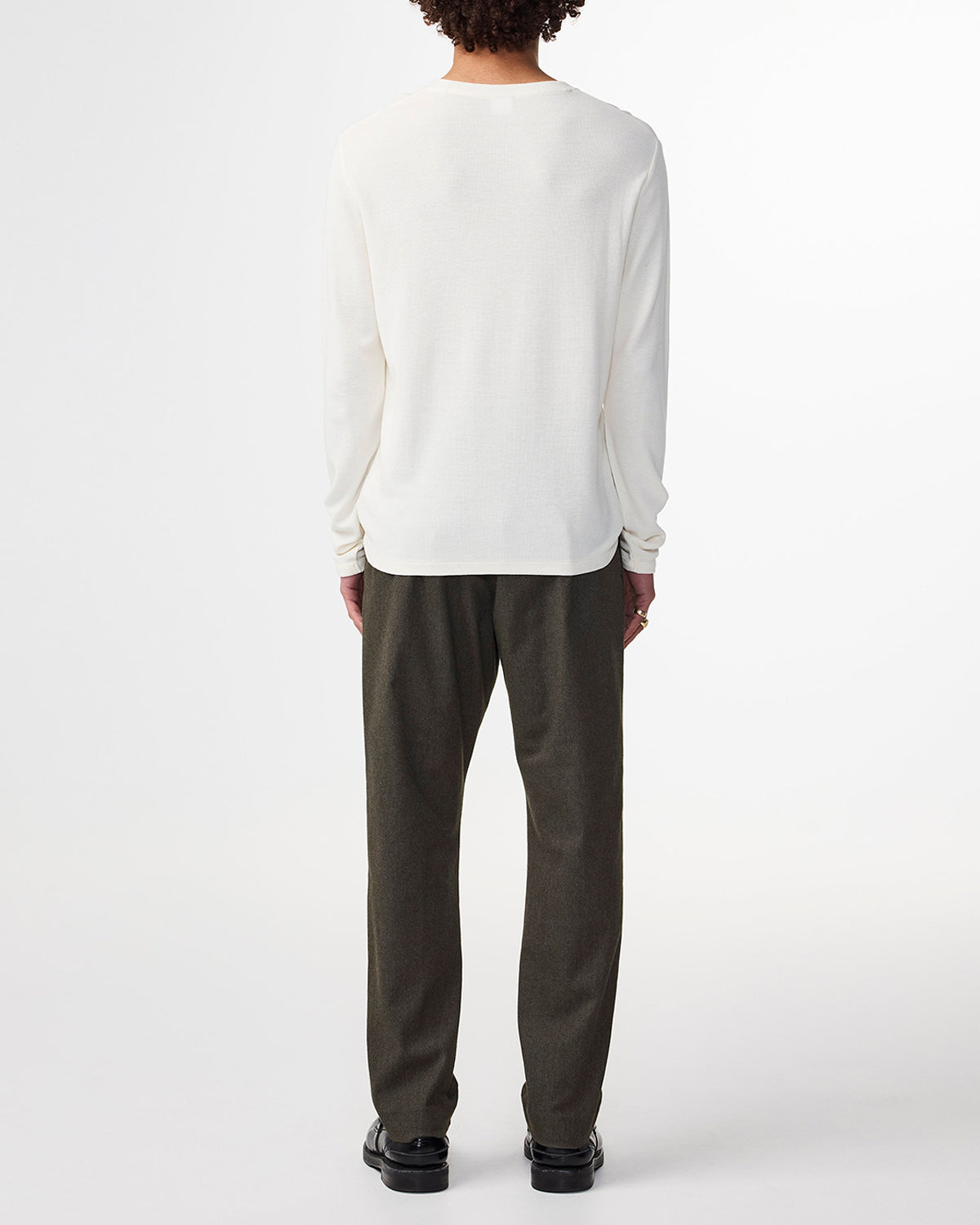 NN07 Clive Waffle Knit Long Sleeve Egg White 3323