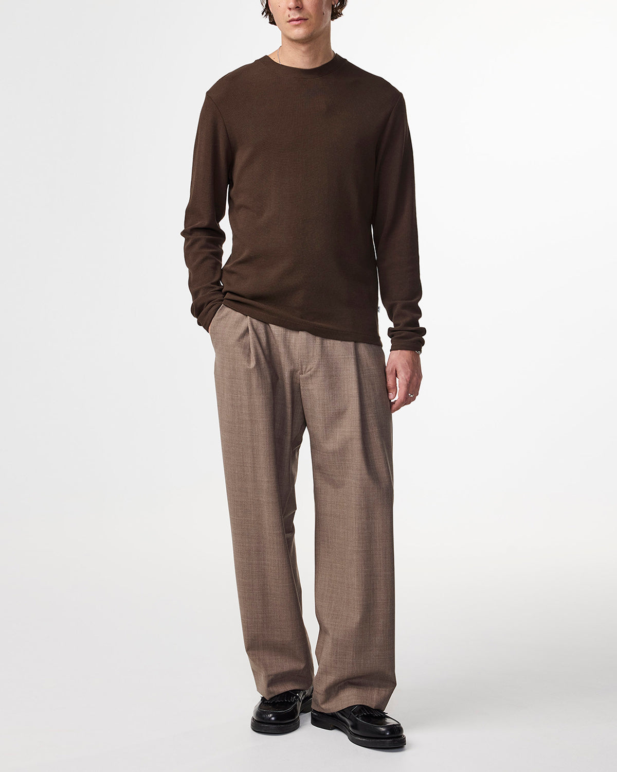 NN07 Clive Waffle Knit Long Sleeve 3323