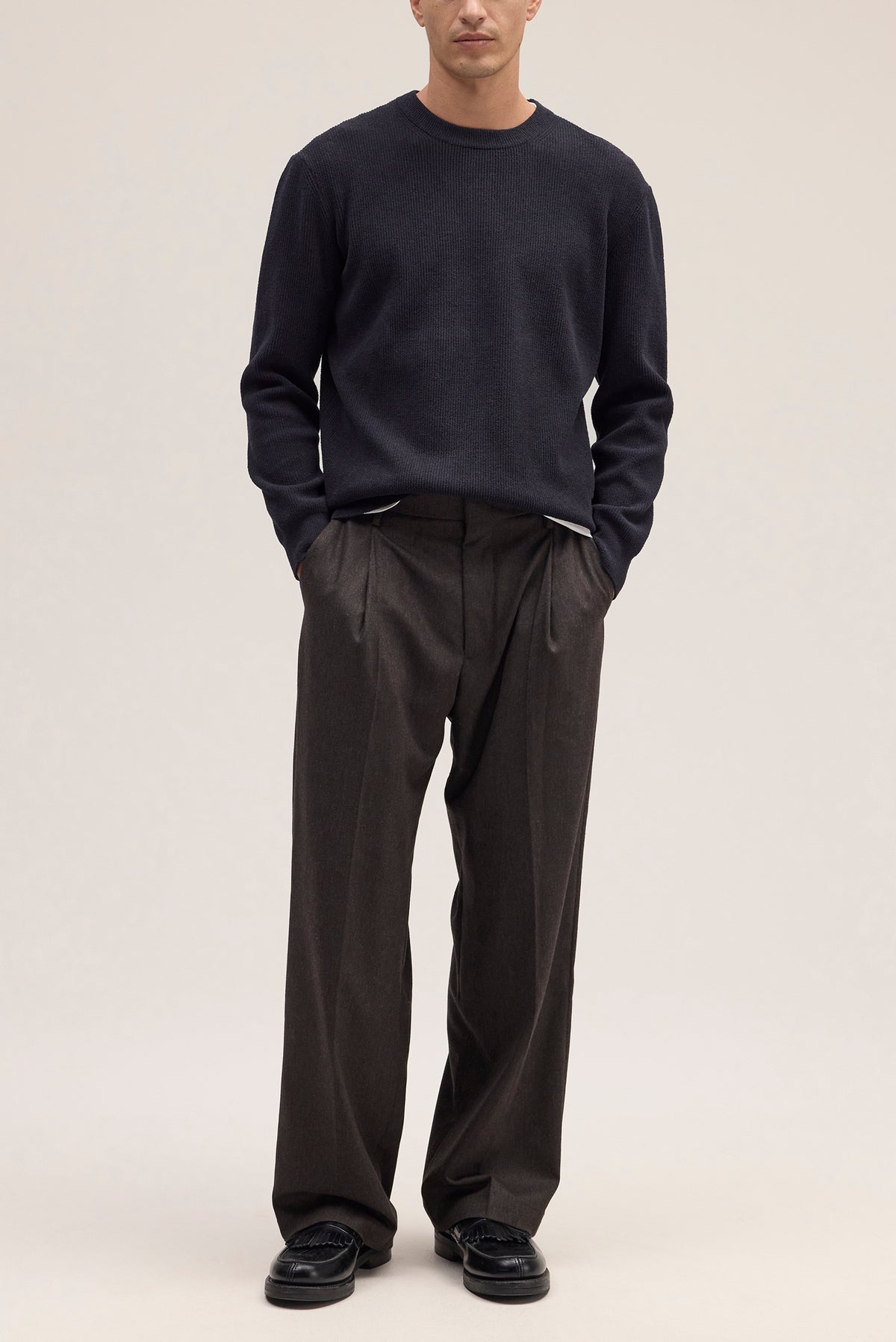 NN.07 Clive Waffle Knit Long Sleeve 3323 - Black