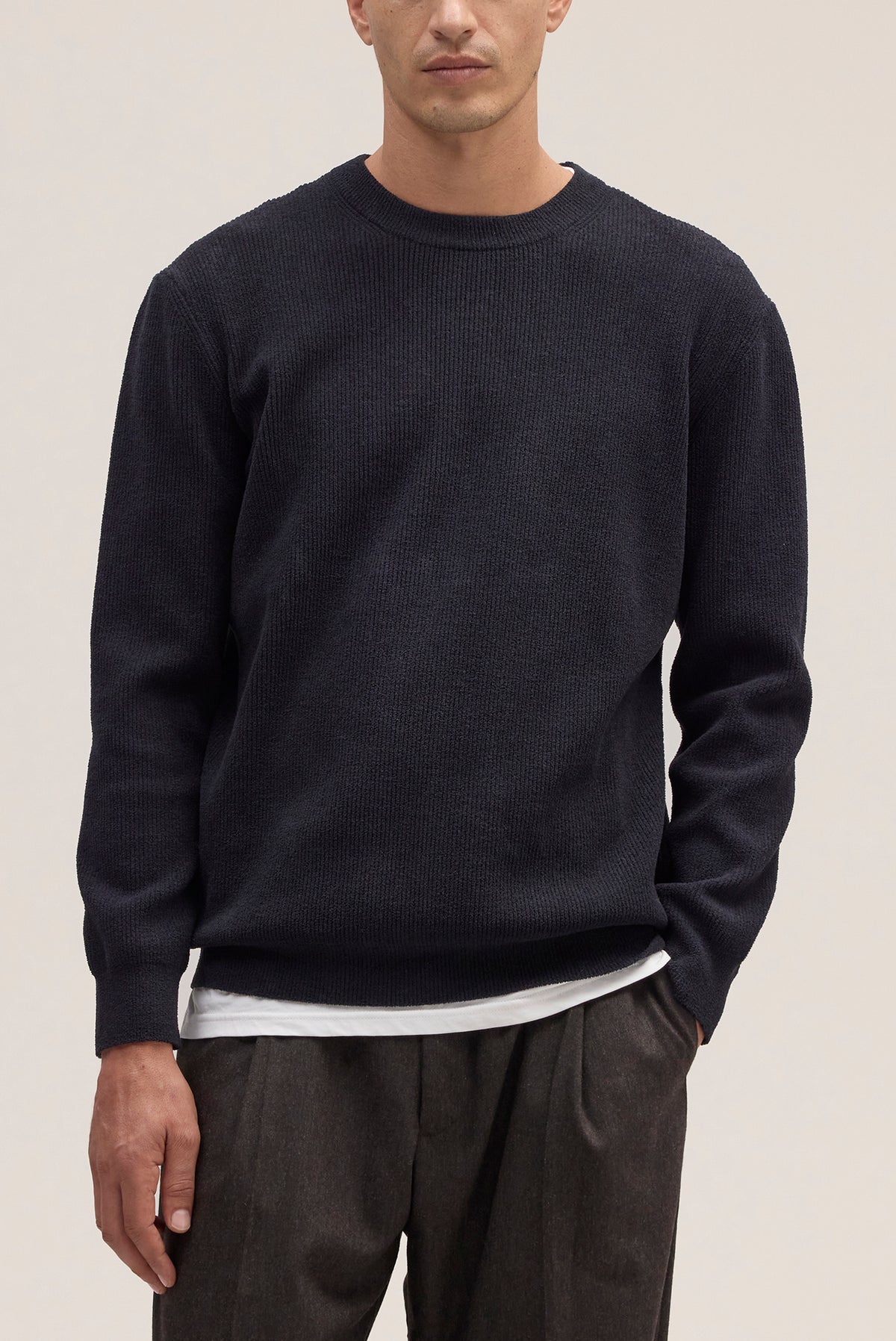 NN.07 Clive Waffle Knit Long Sleeve 3323 - Black