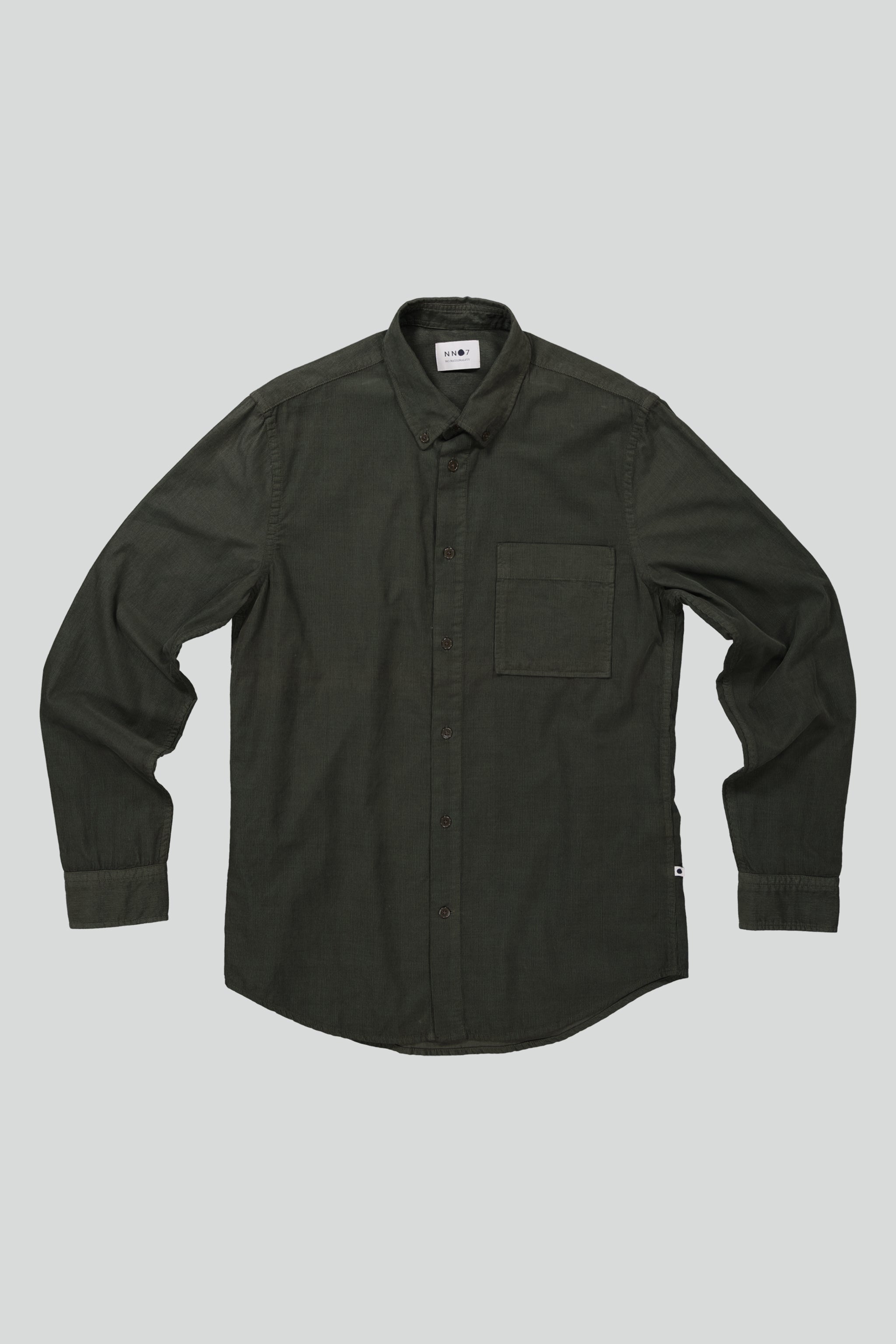 NN07 Arne Dark Army Green Button Down Fine Cord Shirt 5082