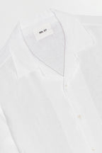 NN07 Julio Open Collar Linen White Shirt 5706