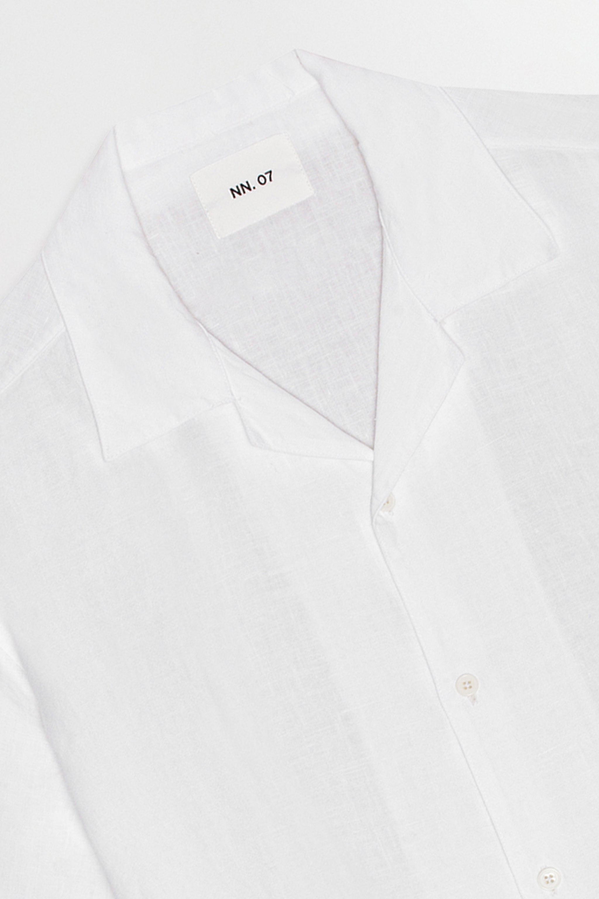 NN07 Julio Open Collar Linen White Shirt 5706