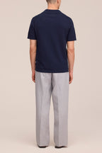 NN.07 Ryan Knitted Linen Polo - Navy Blue