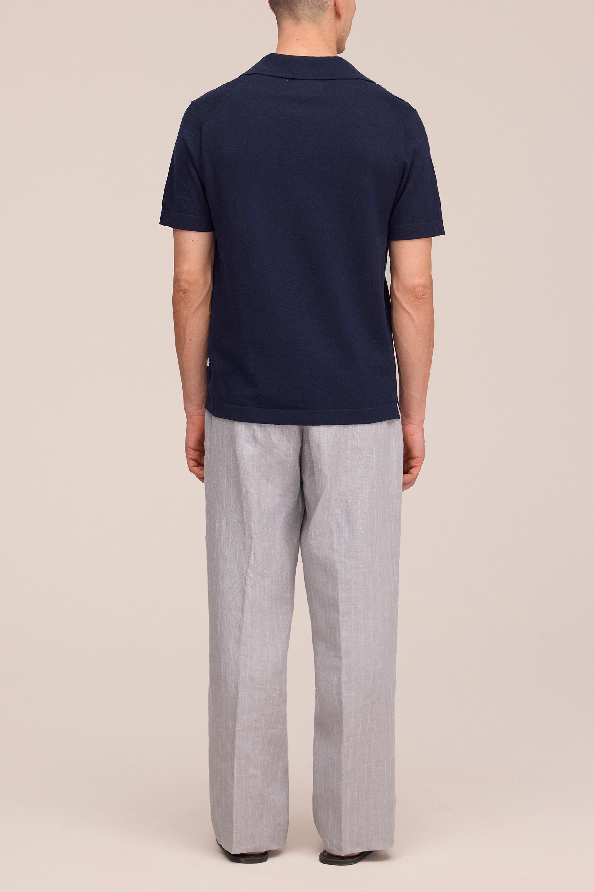 NN.07 Ryan Knitted Linen Polo - Navy Blue
