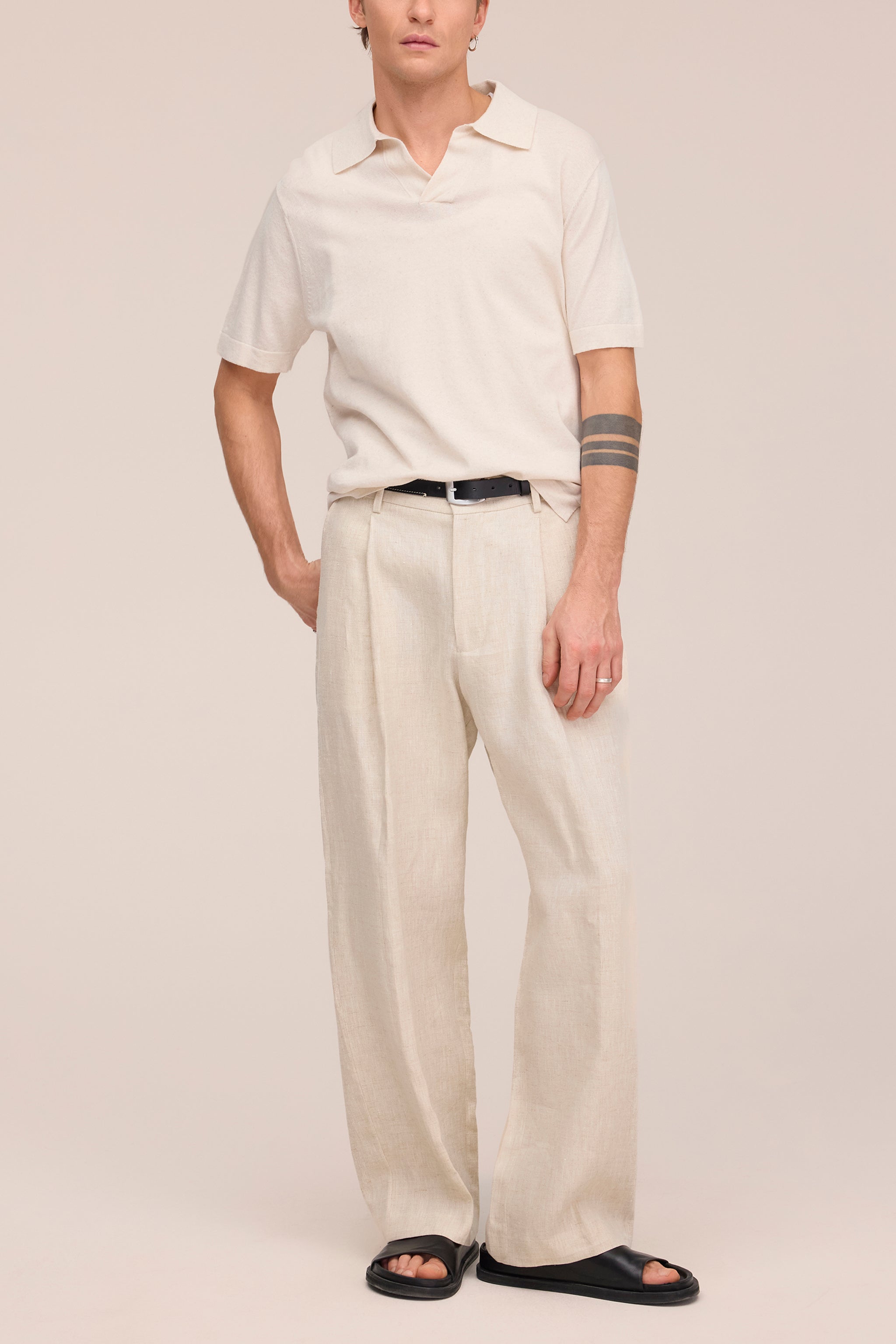 NN.07 Ryan Knitted Linen Polo - Oat