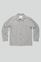 NN07 Isak Grey Melange Wool Blend Overshirt 1630