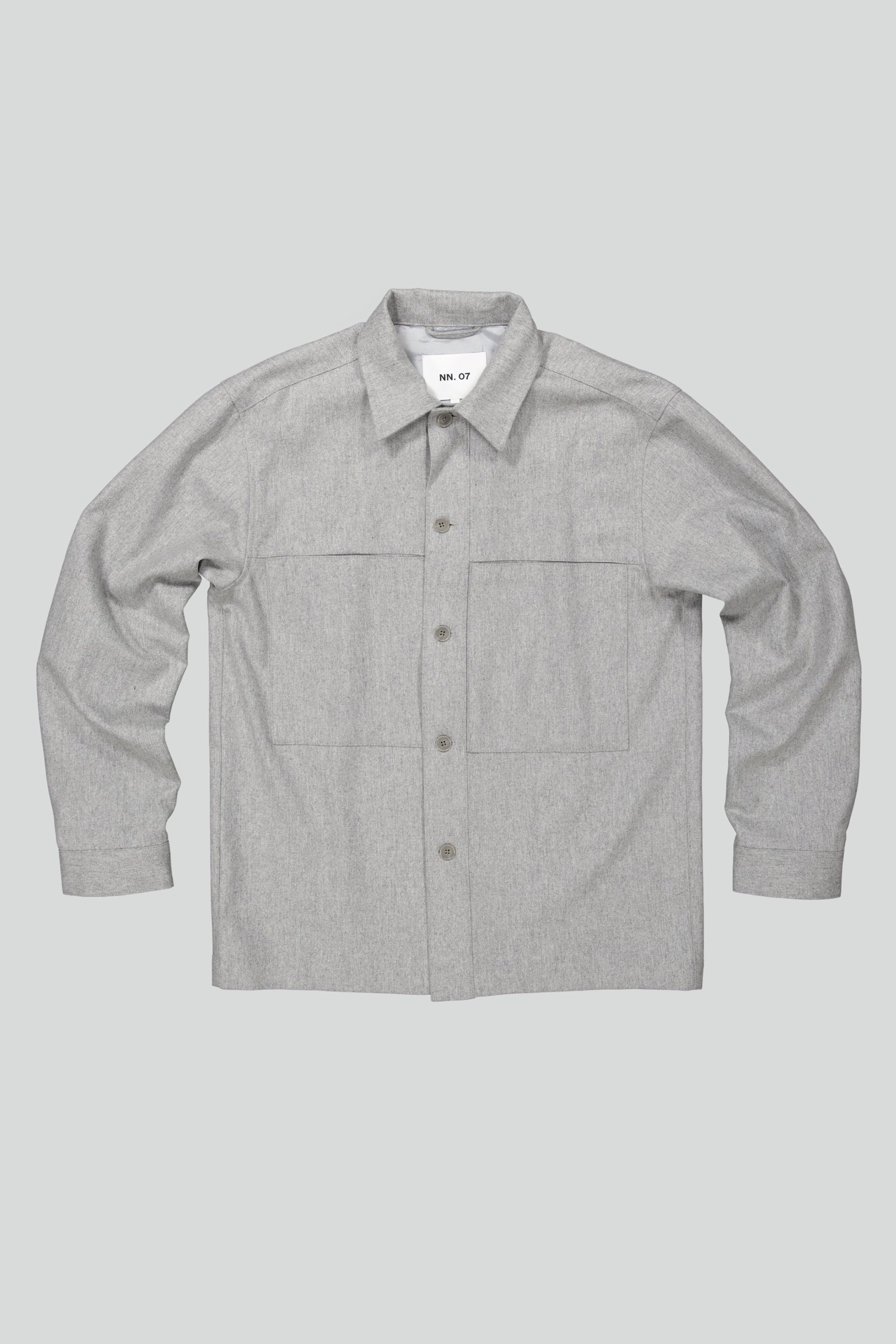 NN07 Isak Grey Melange Wool Blend Overshirt 1630