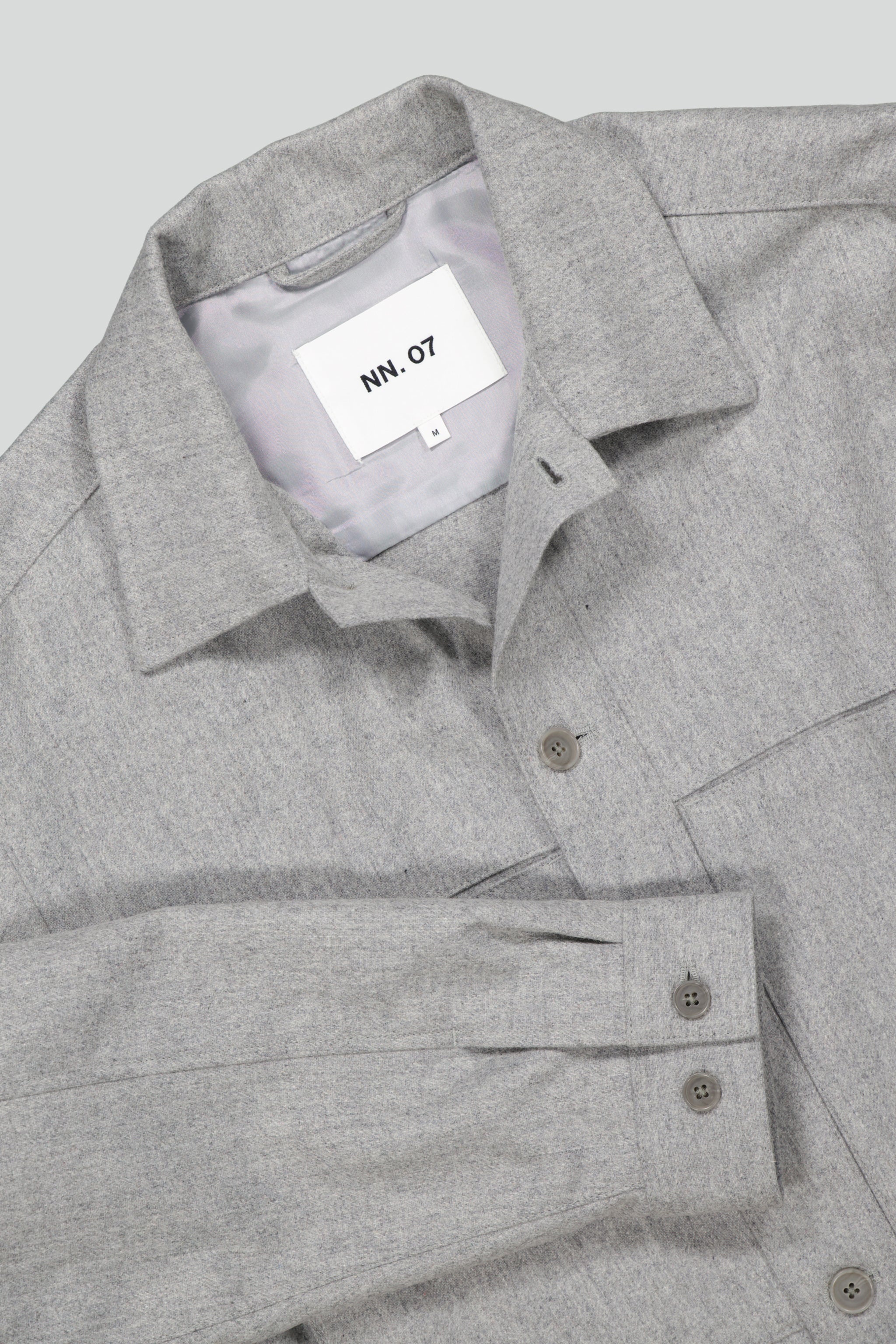 NN07 Isak Grey Melange Wool Blend Overshirt 1630