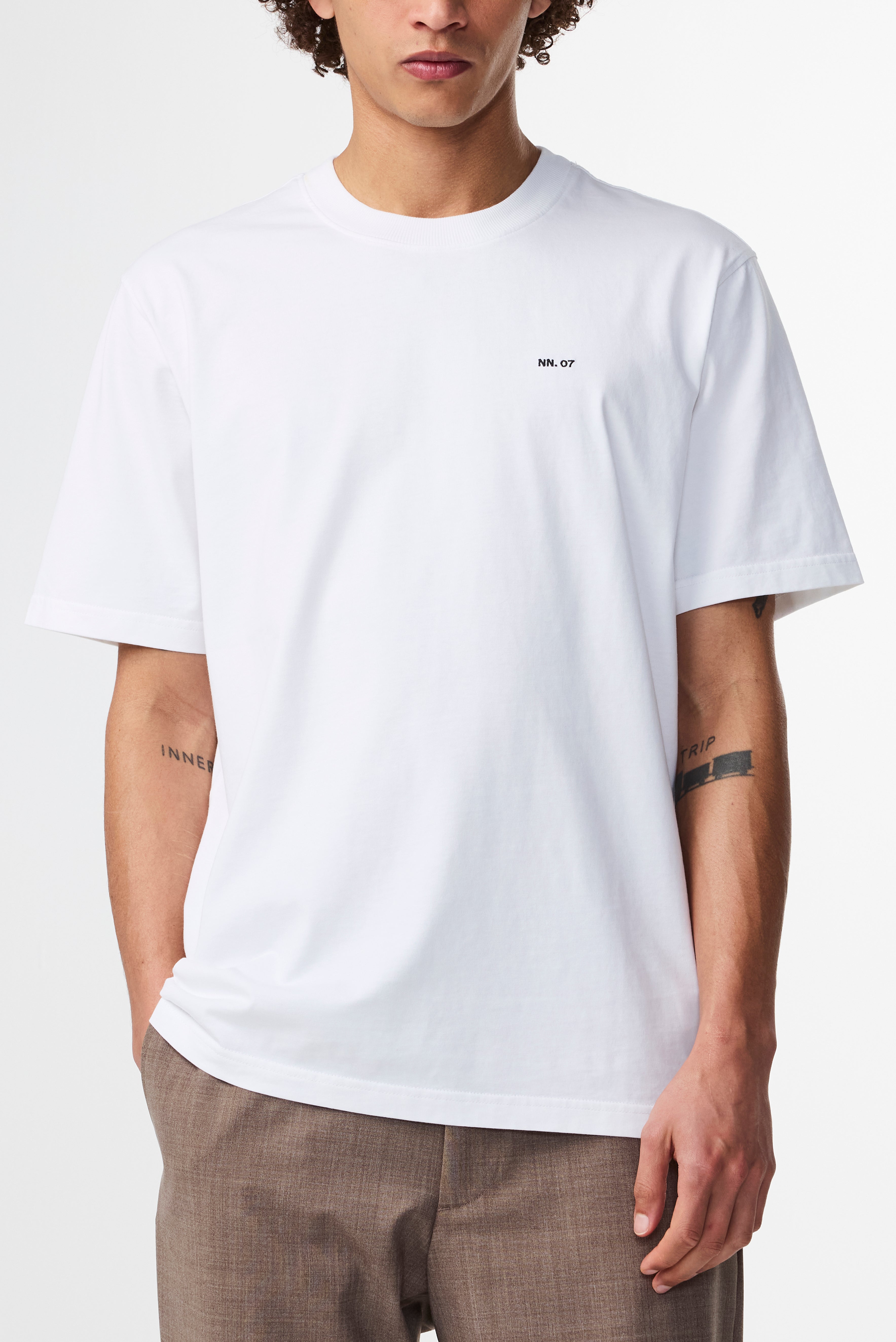 NN07 Adam Embroided Logo Pima Cotton T-Shirt 3209