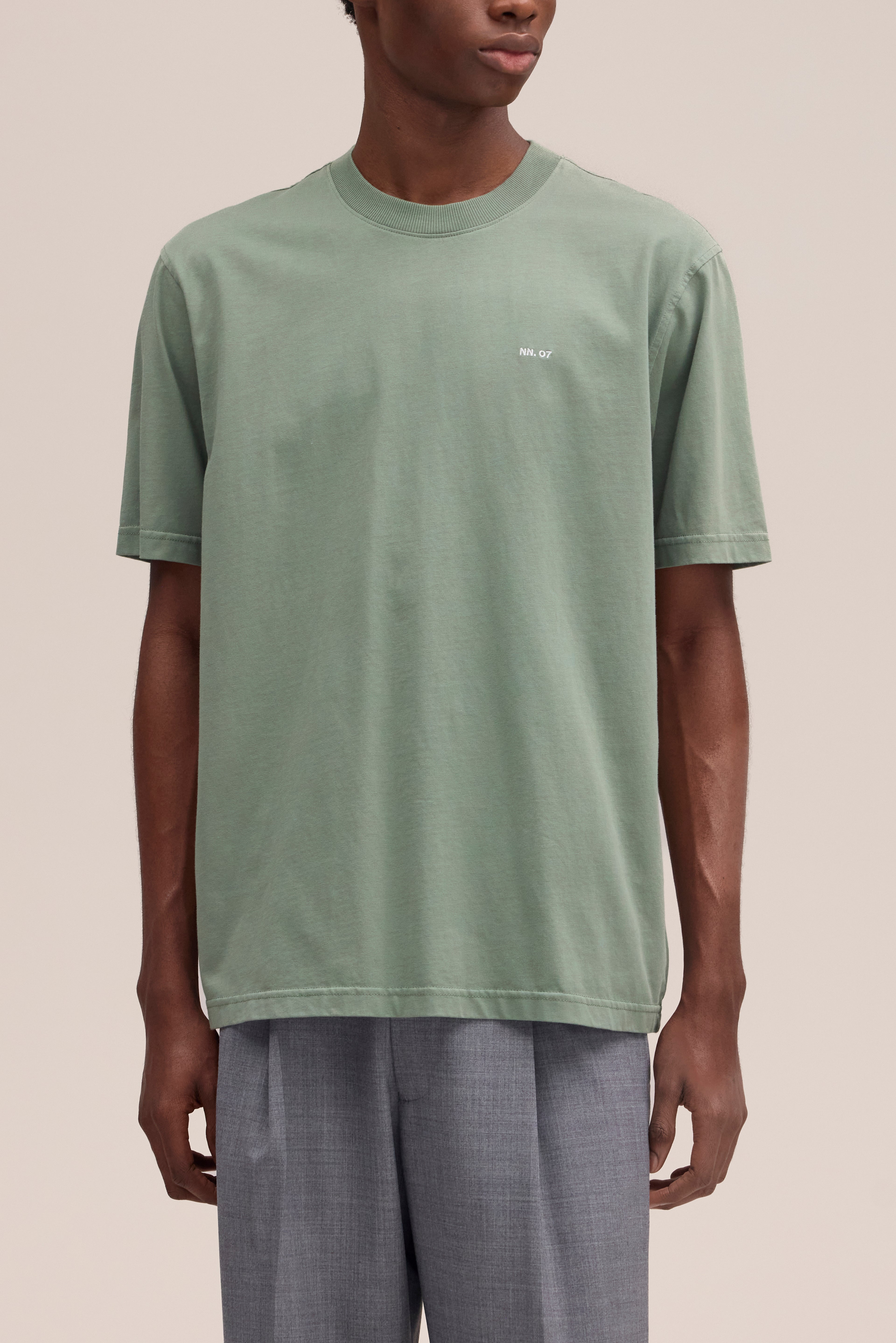 NN.07 Adam Embroidered Pima Cotton T-Shirt 3209 - Sea Spray