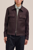 NN.07 Alban Linen Hybrid Jacket - Deep Truffle