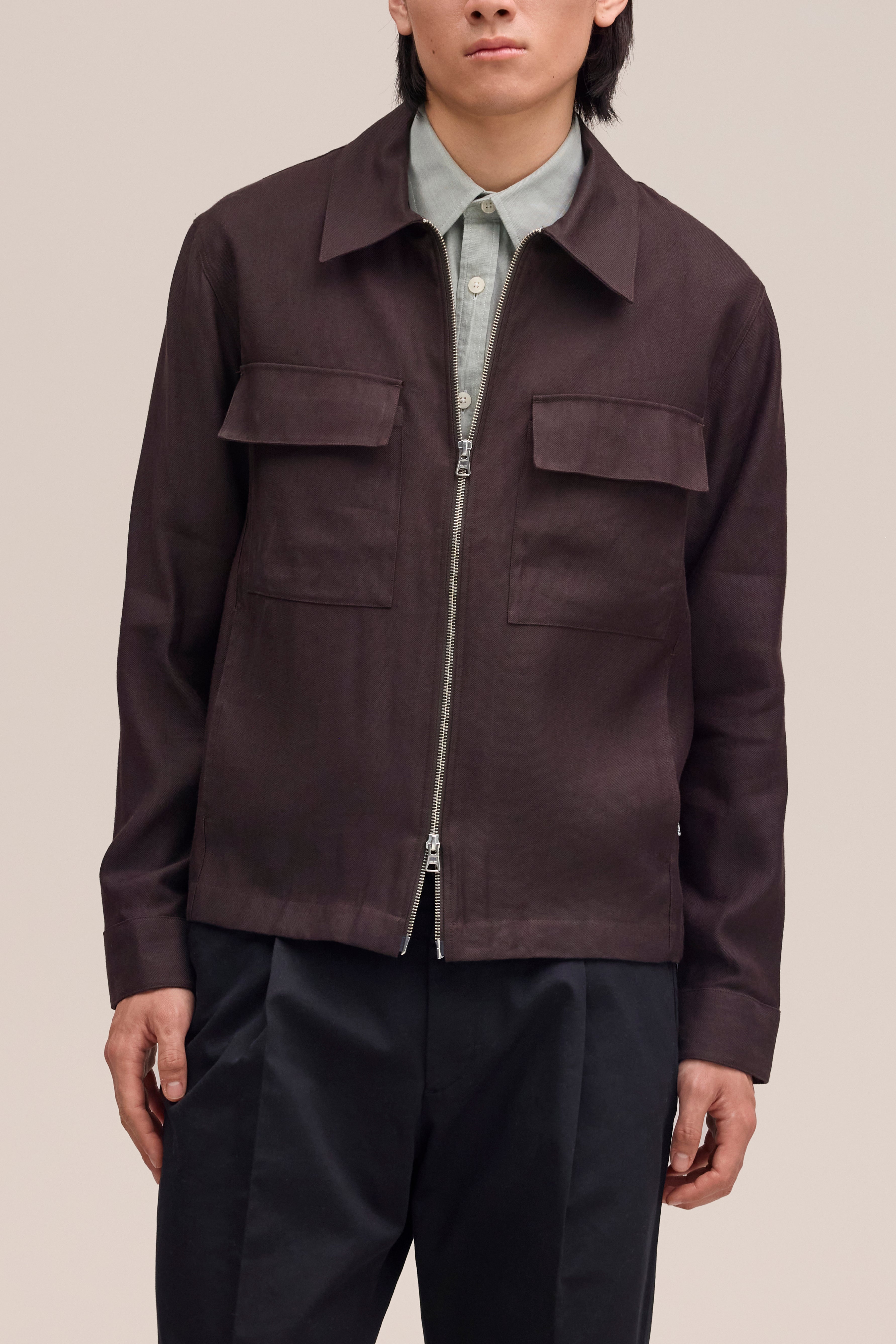 NN.07 Alban Linen Hybrid Jacket - Deep Truffle