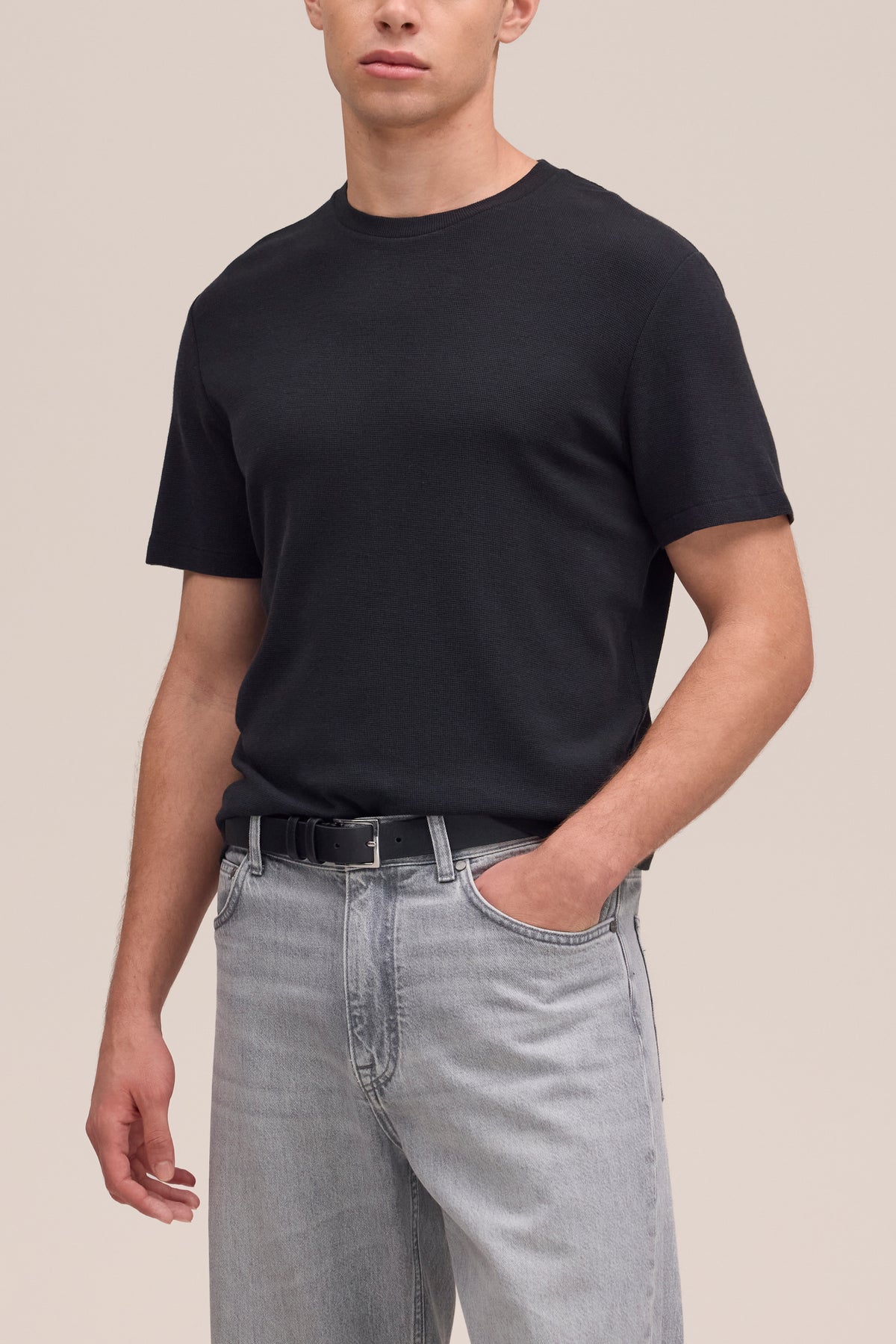NN.07 Clive Waffle Knit T-Shirt 3323 - Black