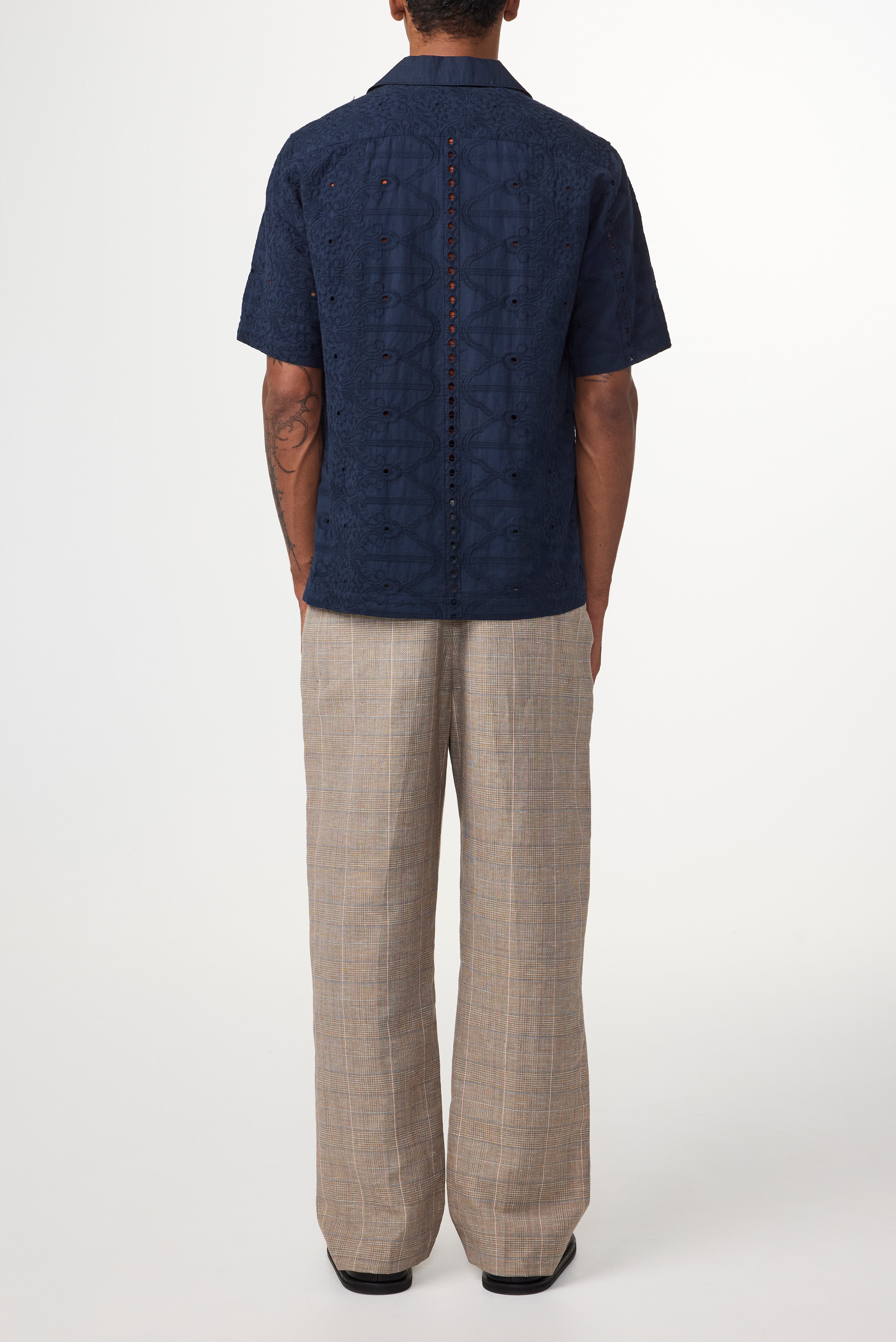 NN07 Julio Short Sleeve Embroidery Navy Shirt 5392