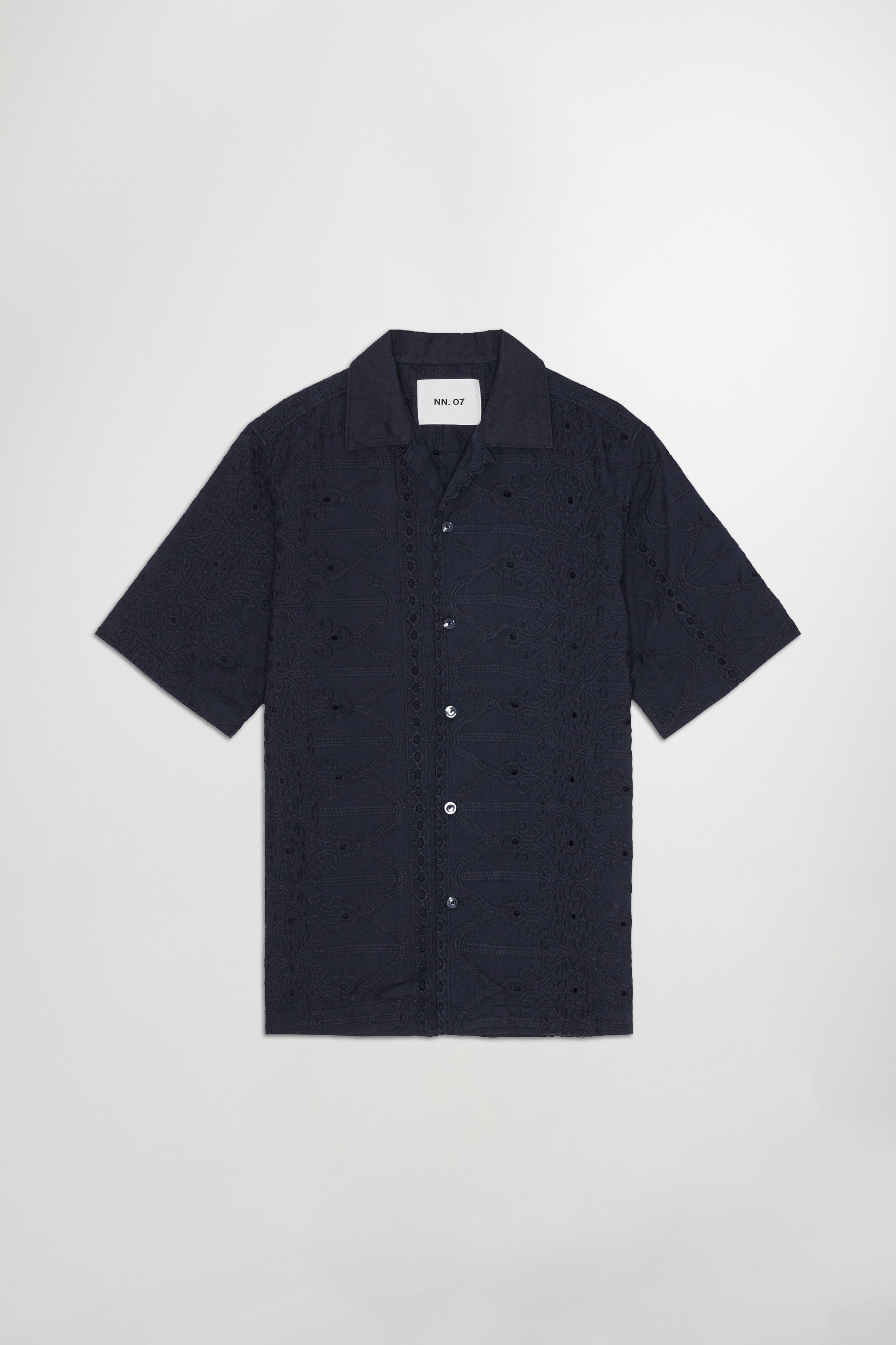 NN07 Julio Short Sleeve Embroidery Navy Shirt 5392