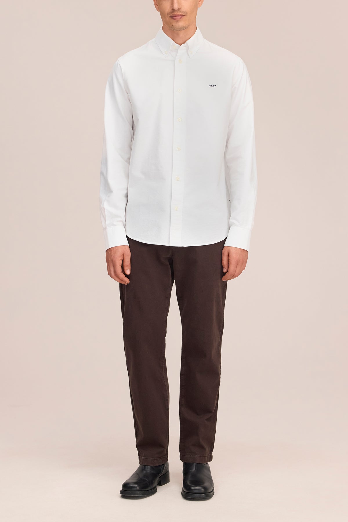 NN.07 Colby Button Down Logo Oxford Shirt 5910 - White