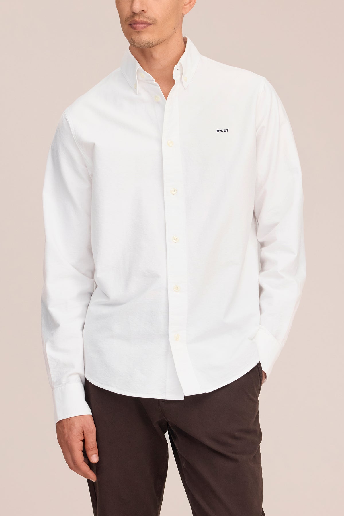 NN.07 Colby Button Down Logo Oxford Shirt 5910 - White
