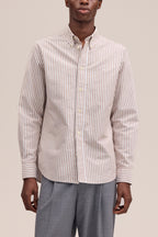 NN.07 Colby Button Down Oxford Shirt 5910 - Terracotta Stripe