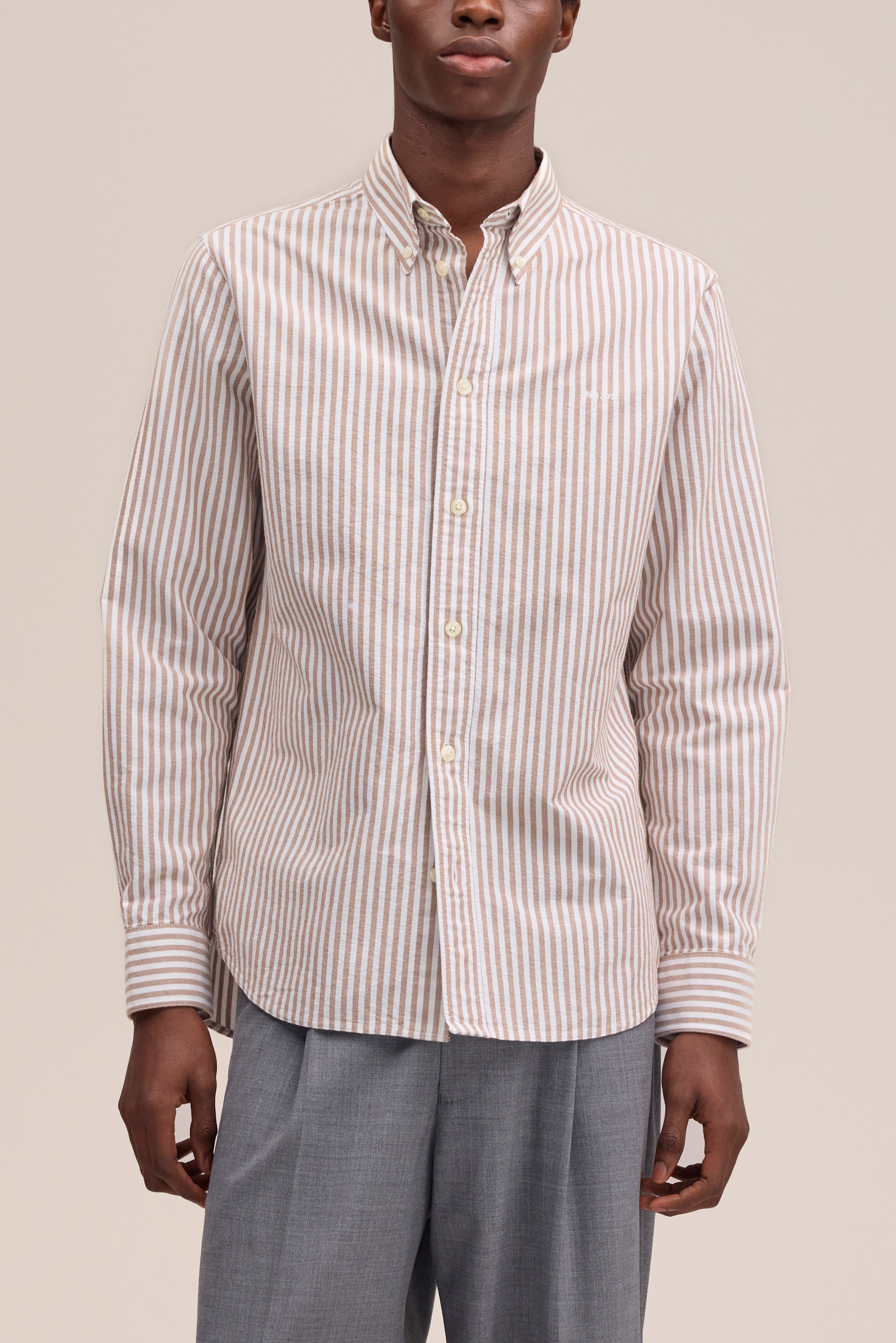 NN.07 Colby Button Down Oxford Shirt 5910 - Terracotta Stripe