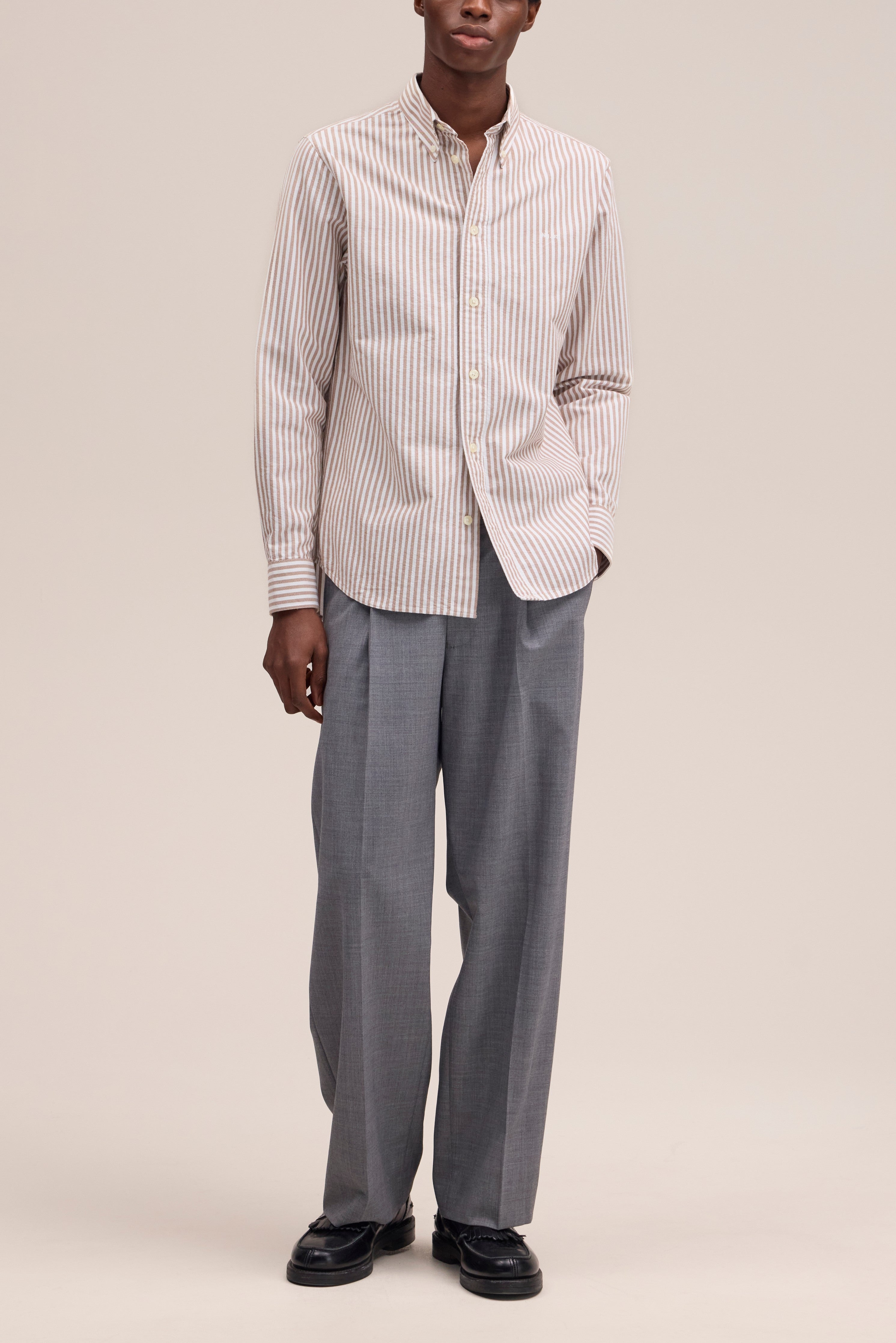 NN.07 Colby Button Down Oxford Shirt 5910 - Terracotta Stripe