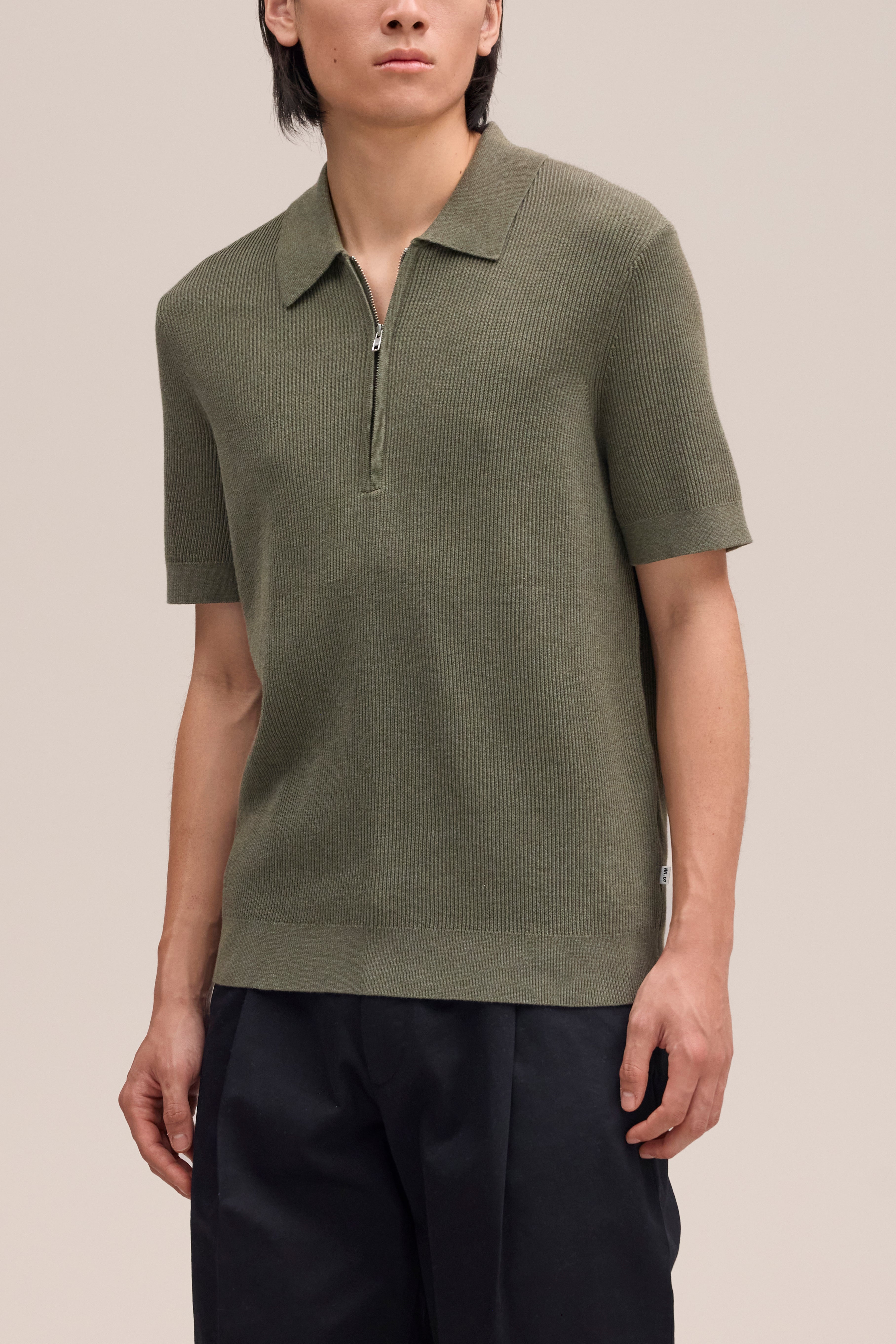 NN.07 Hansie Ribbed Half-Zip Polo 60019 - Capers