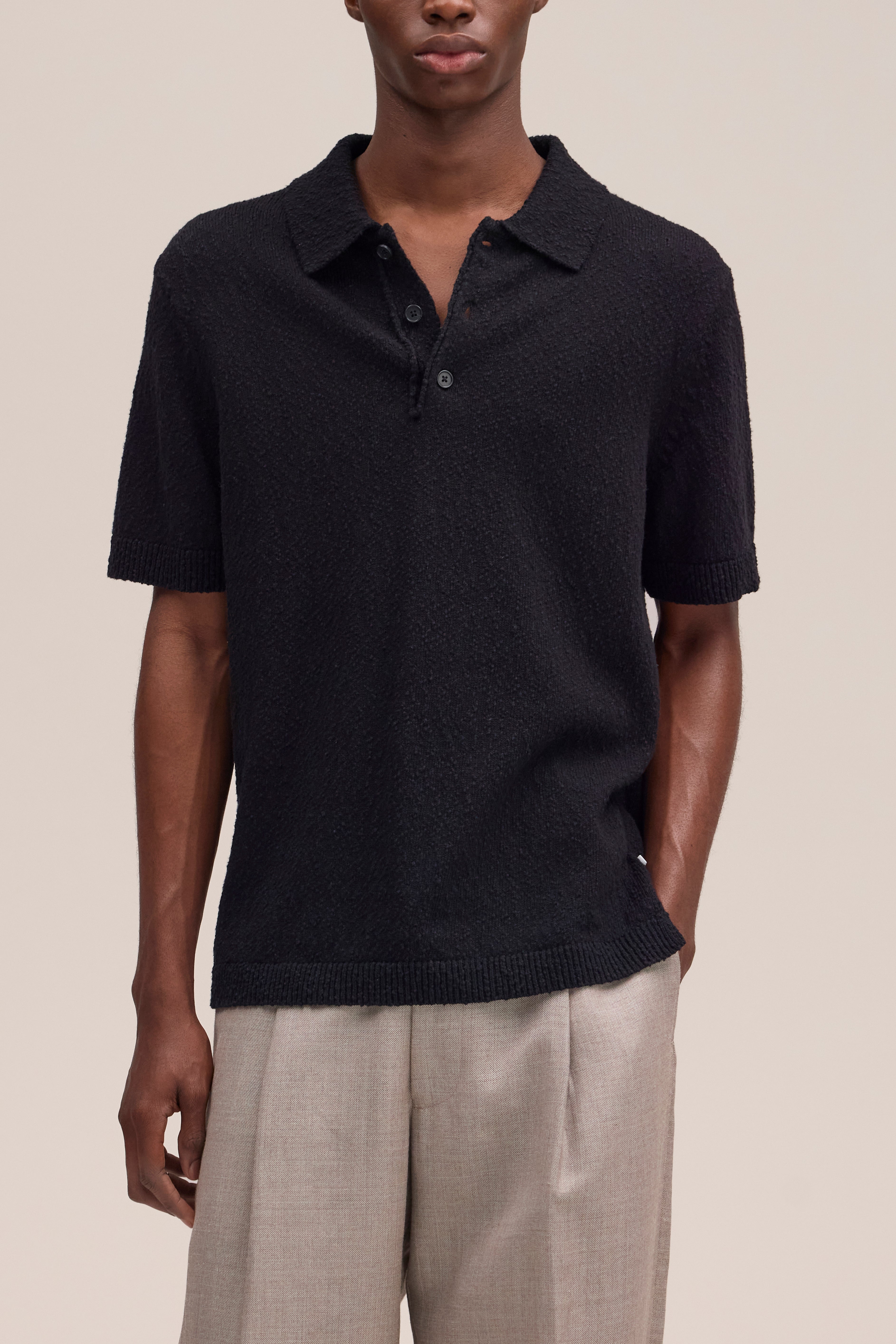 NN.07 Randy Bouclé Knit Polo 6690 - Black