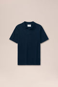 NN.07 Ryan Knitted Linen Polo - Navy Blue