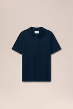 NN.07 Ryan Knitted Linen Polo - Navy Blue