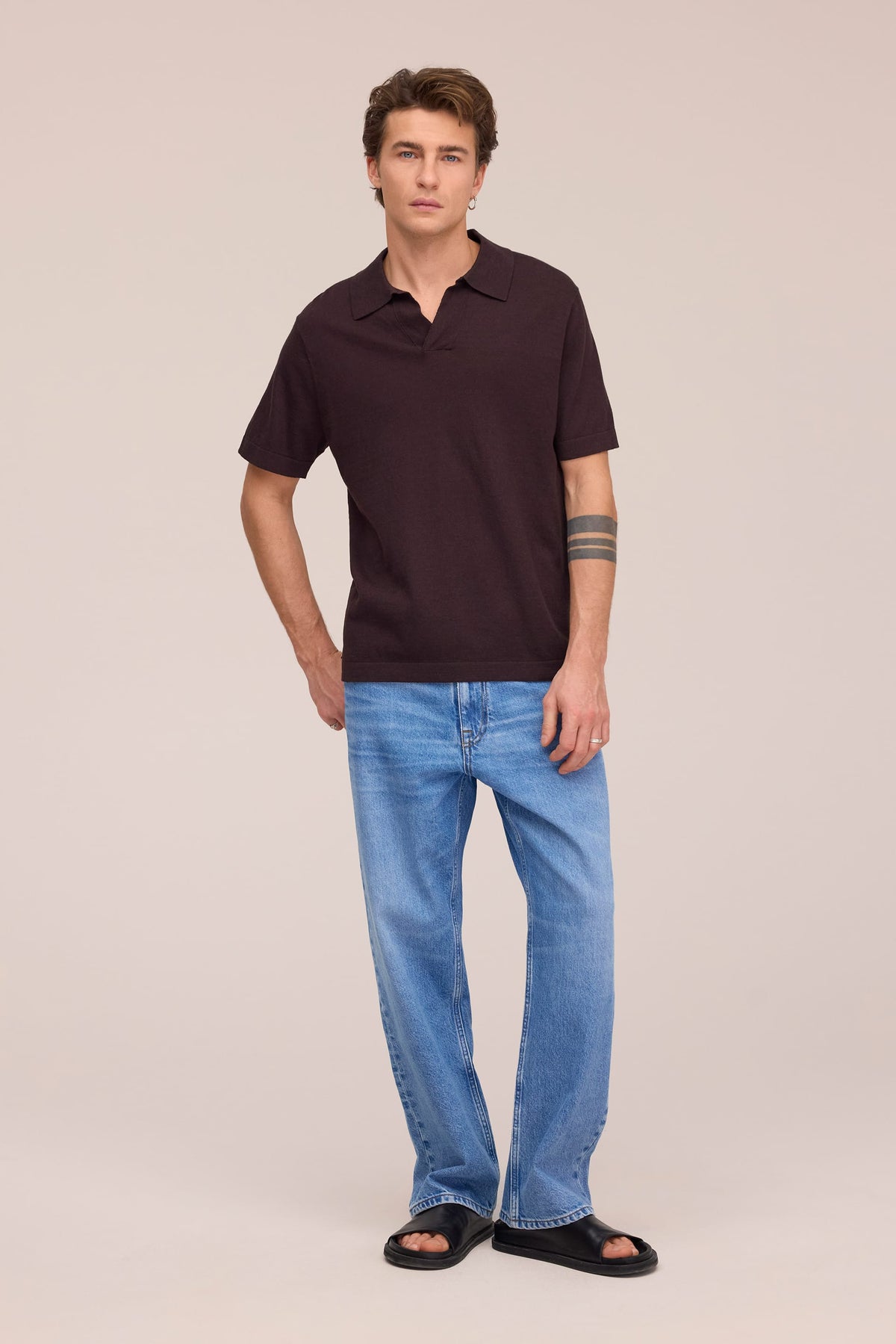 NN.07 Ryan Knitted Linen Polo 6311 - Dusky Port