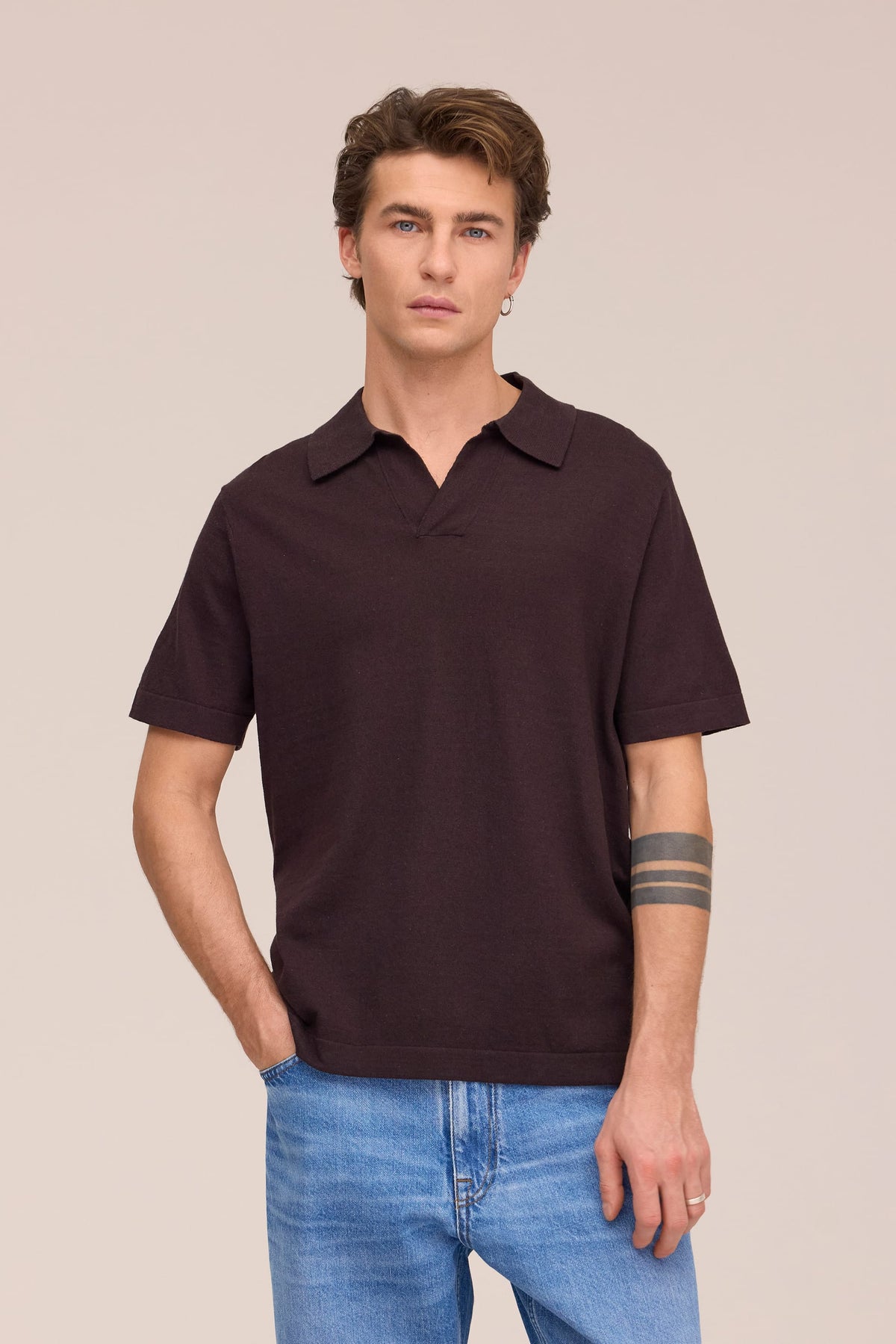 NN.07 Ryan Knitted Linen Polo 6311 - Dusky Port