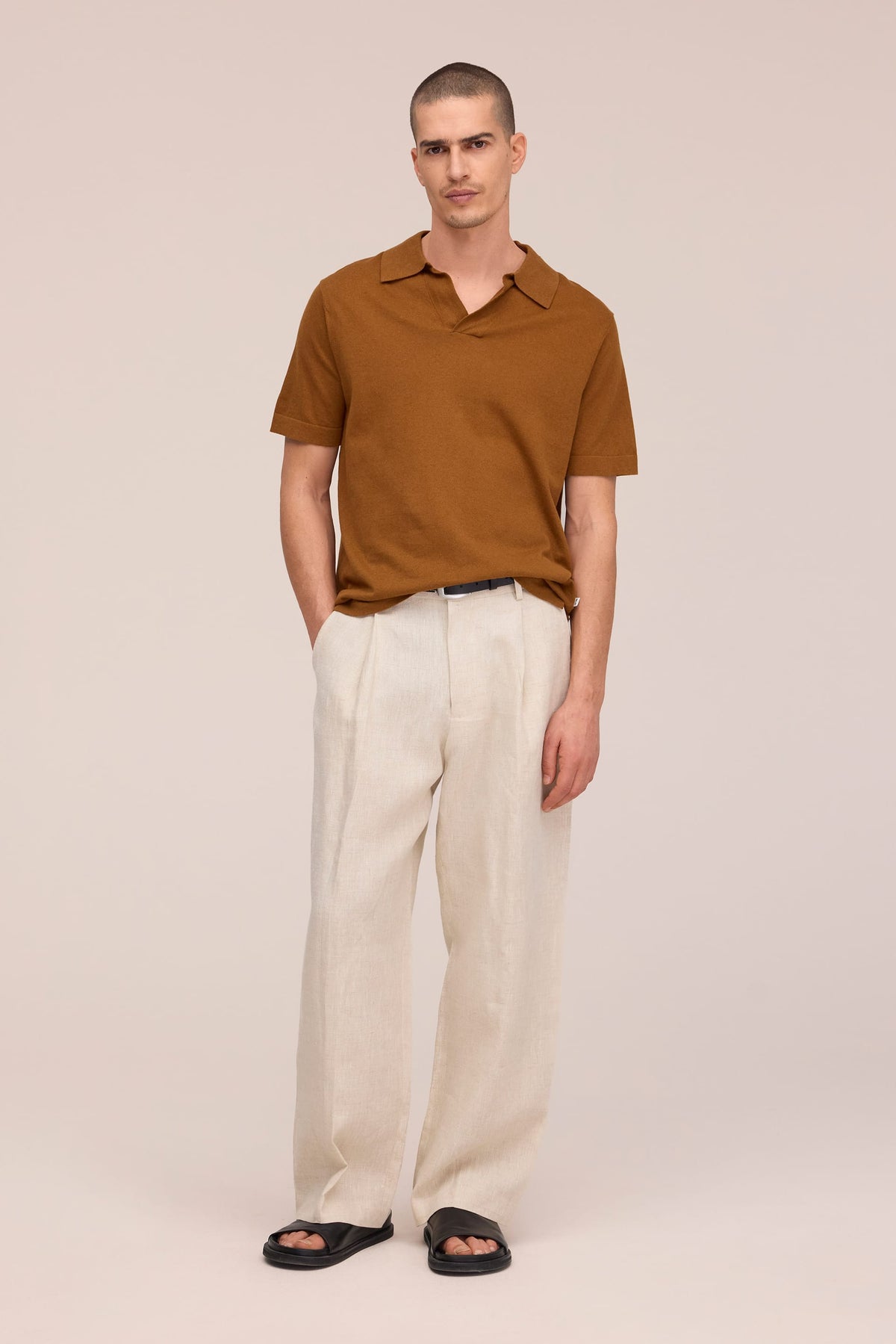 NN.07 Ryan Knitted Linen Polo 6311 - Cinnamon