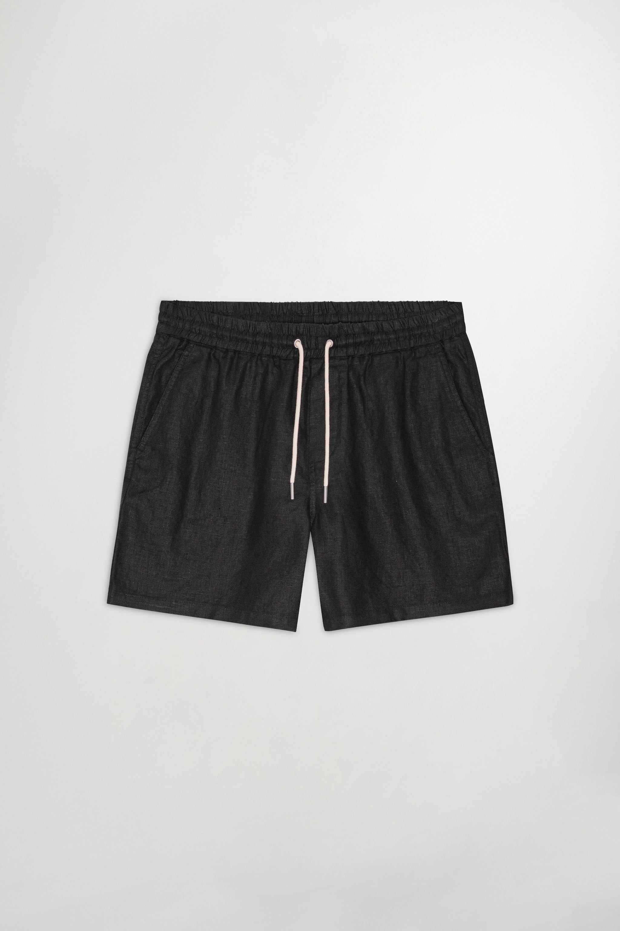 NN07 Gregor Drawstring Black Linen Shorts 1454