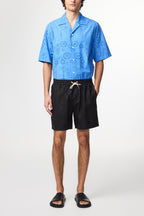 NN07 Gregor Drawstring Black Linen Shorts 1454