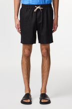NN07 Gregor Drawstring Black Linen Shorts 1454