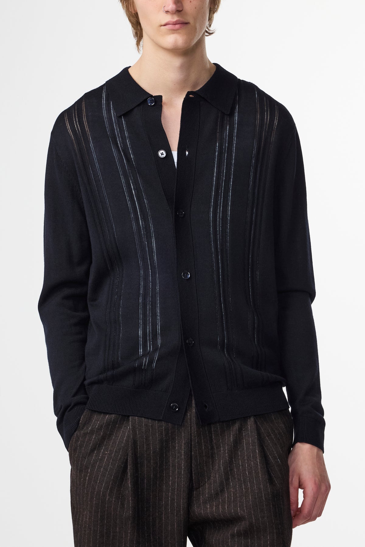NN.07 Thor Long Sleeve Polo Cardigan 6584 - Deep Navy