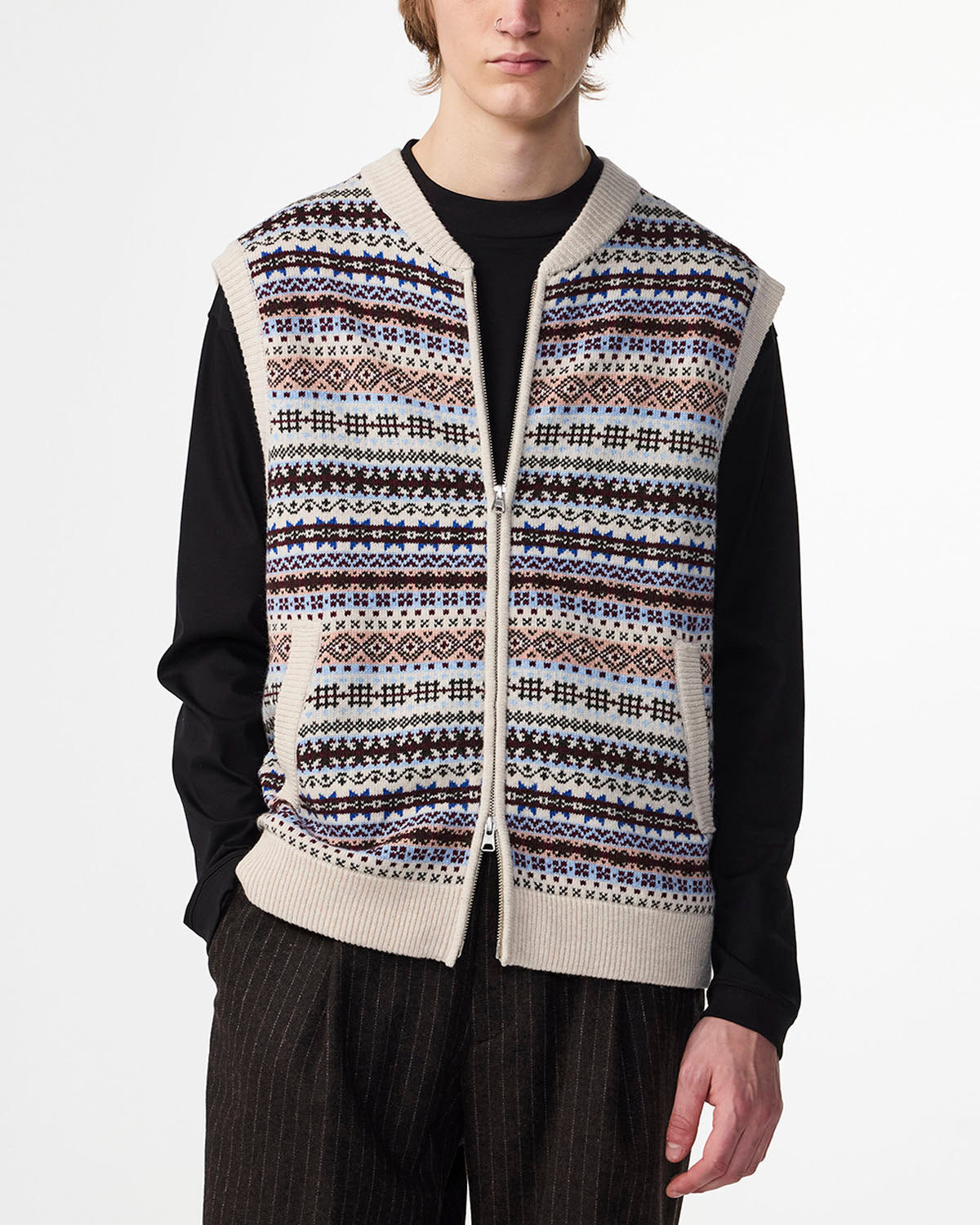 NN07 Robbie Fair Isle Zip Vest 60004