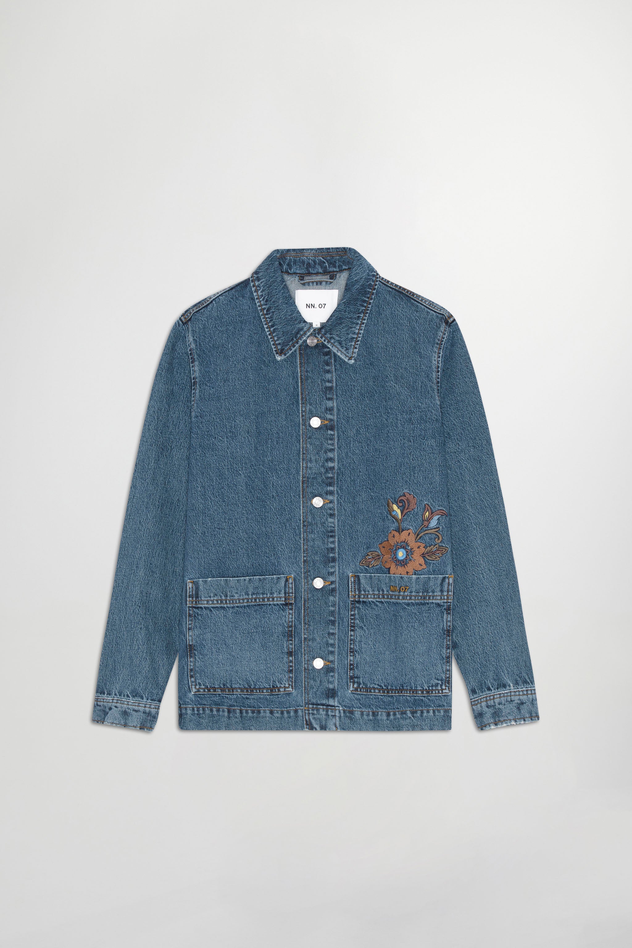 NN07 Ollie Embroided Denim Overshirt 1847