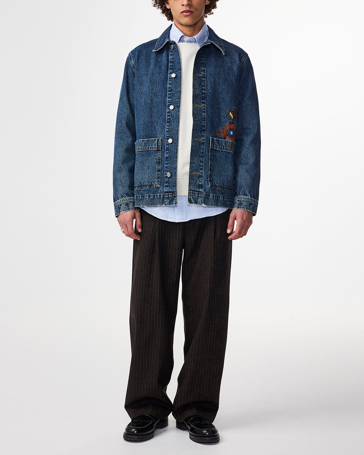 NN07 Ollie Embroided Denim Overshirt 1847