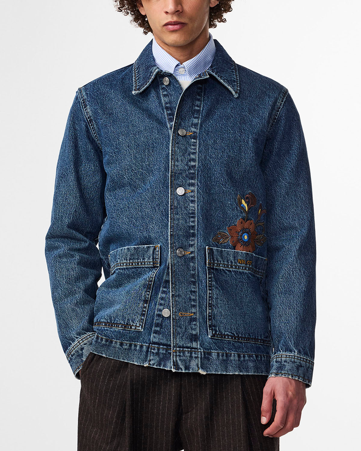 NN07 Ollie Embroided Denim Overshirt 1847