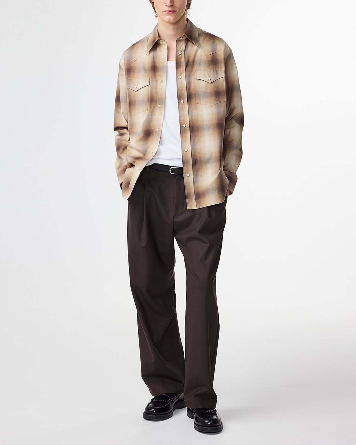 NN07 Ricky Western Shirt Brown Check 50004
