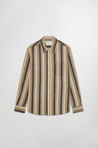 NN07 Deon Corduroy Shirt Green Stripe 50008