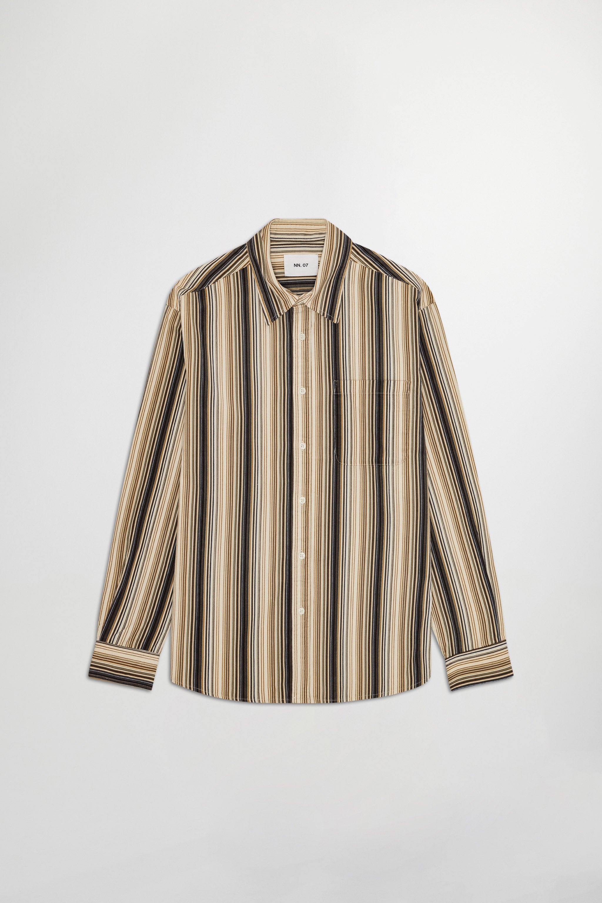 NN07 Deon Corduroy Shirt Green Stripe 50008