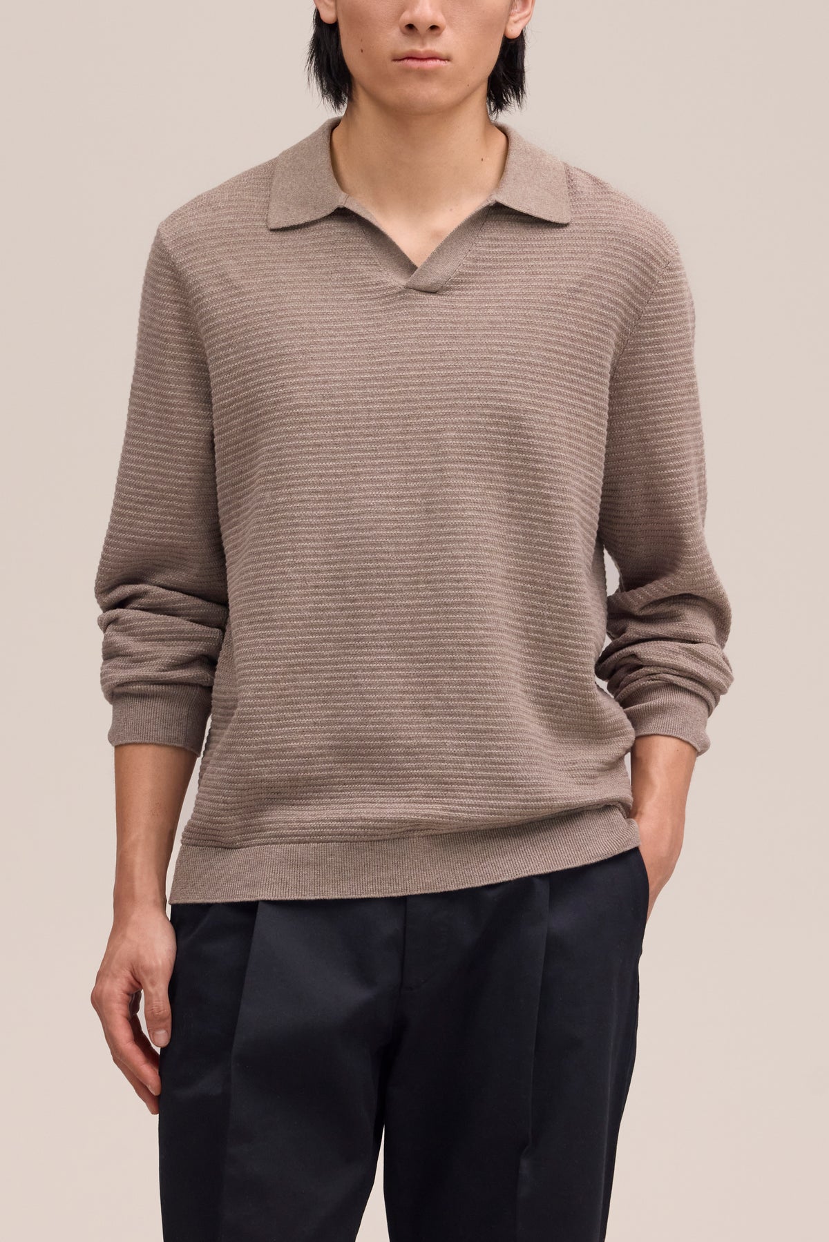 NN.07 Paul Long Sleeve Knitted Polo 60019  - Mable Husk