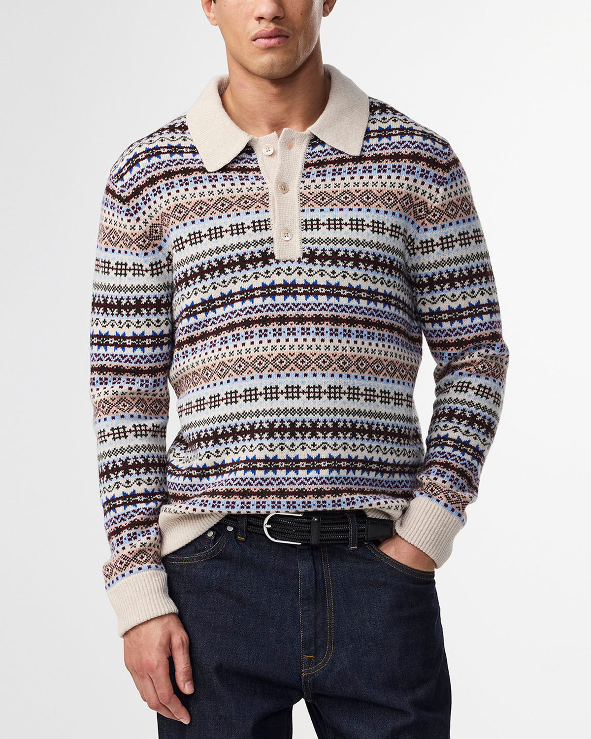 NN07 Robbie Fair Isle Knit Polo 60004