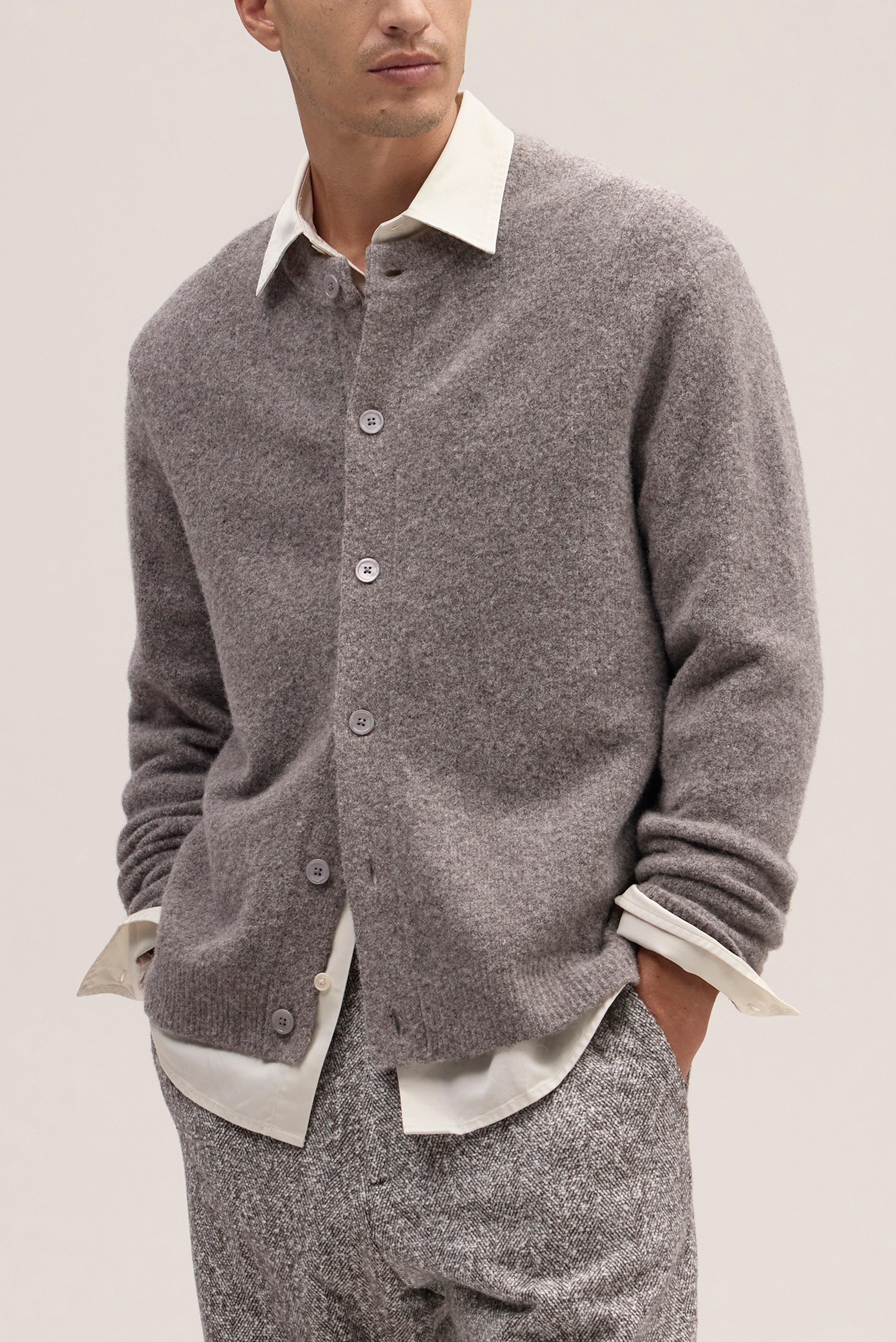 NN07 Jasper Bouclé Wool Crew Cardigan Mable Husk 6683