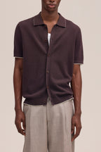NN.07 Nalo Textured Knit Polo 60039 - Deep Truffle