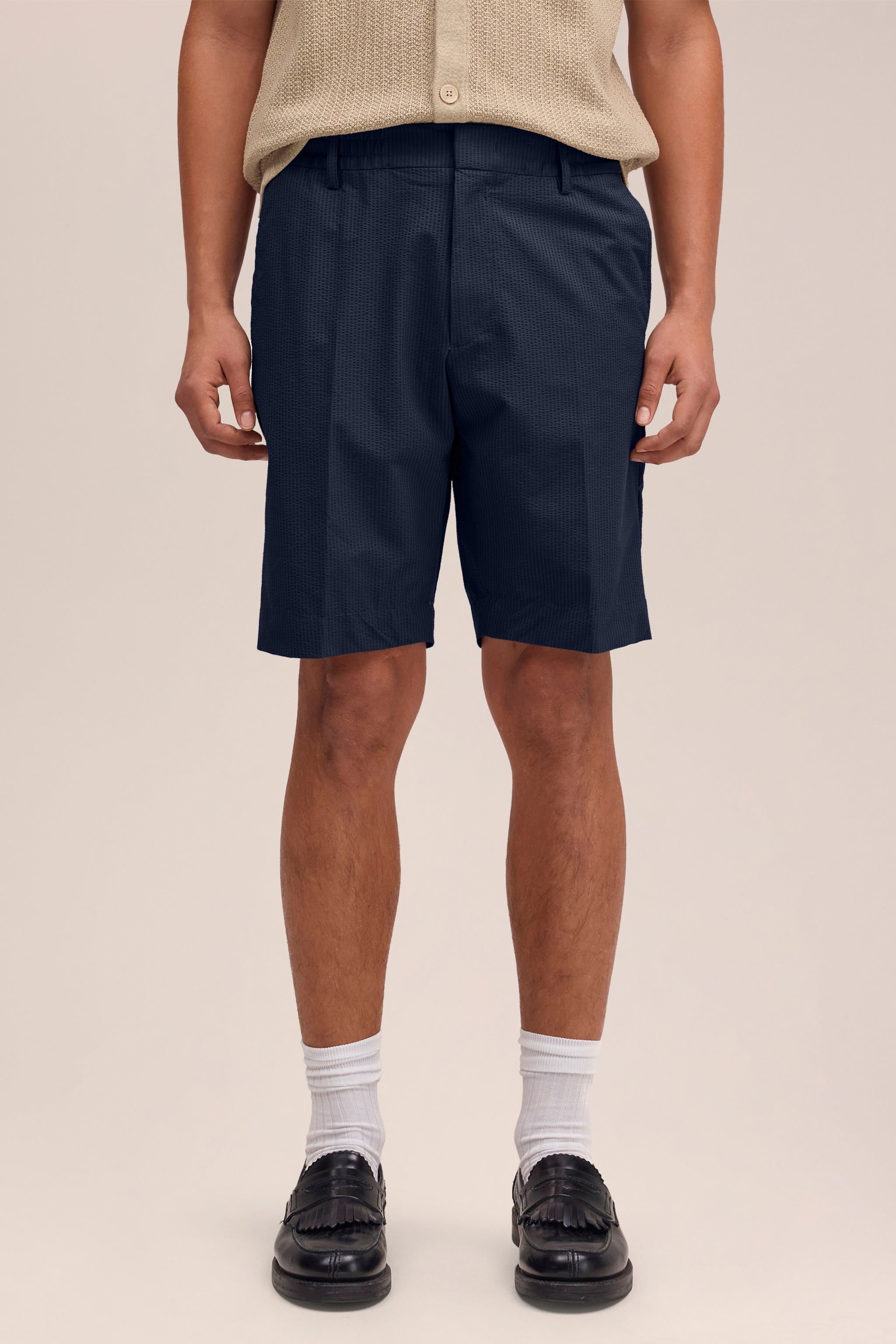 NN.07 Billie Seersucker Shorts 10038 - Navy Blue